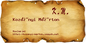 Kozányi Márton névjegykártya